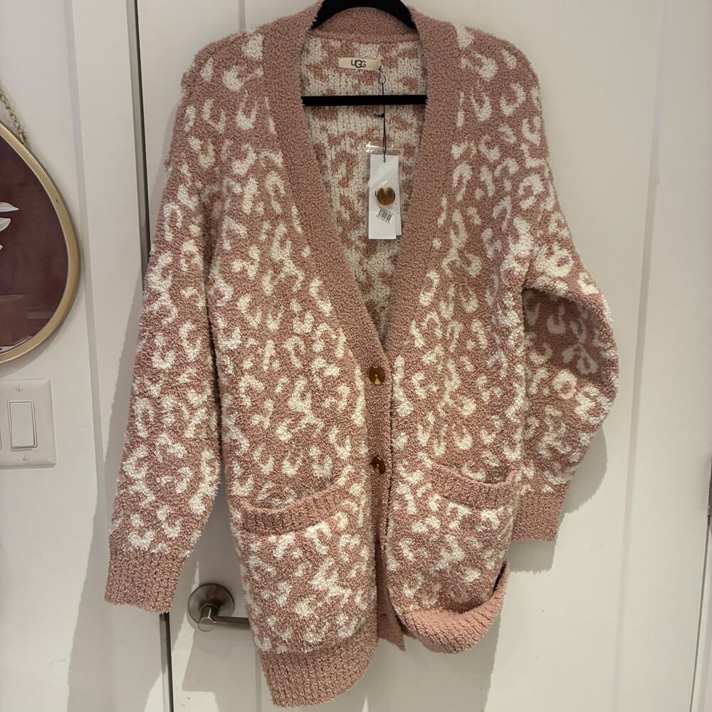 NWT UGG Joselyn Leopard Print Fuzzy Cardigan Sz M… - image 11
